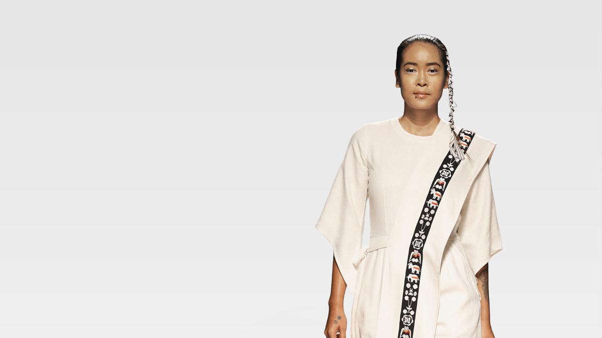 Handmade long maxi dress with gathered waist – Khumanthem Atelier