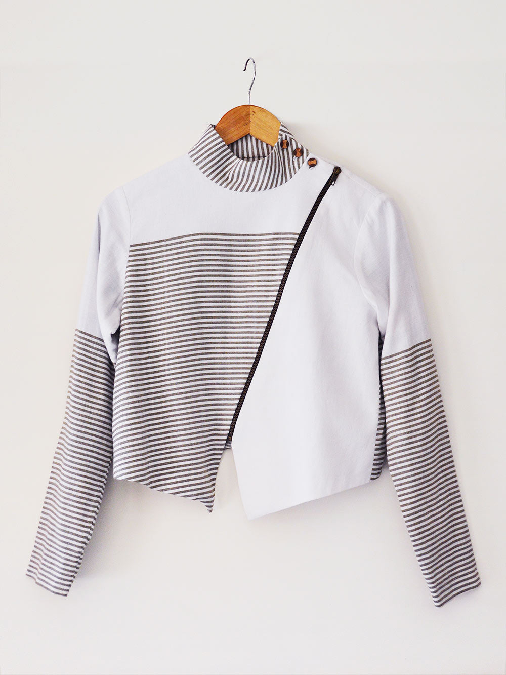 Handwoven cotton Cropped Jacket, designed by Khumanthem Atelier