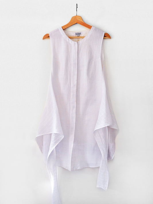 Back View Handwoven Sleeveless shirt with tie-up, designed Khumanthem Atelier