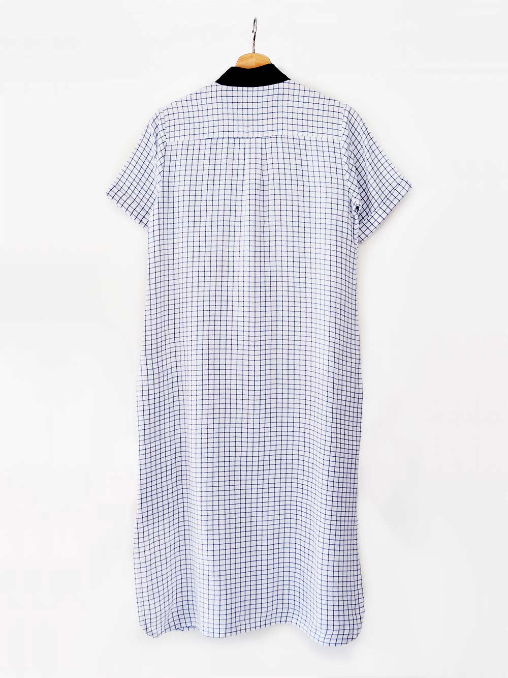 Back view of hanger shoot of Handwoven Straight Checkered Tunic Dress (Shamee-Lanmee Motif), designed Khumanthem Atelier