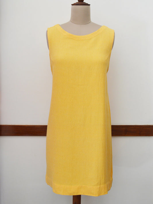 Close up front view of Handwoven Shift Dress with bow back, designed by Khumanthem Atelier
