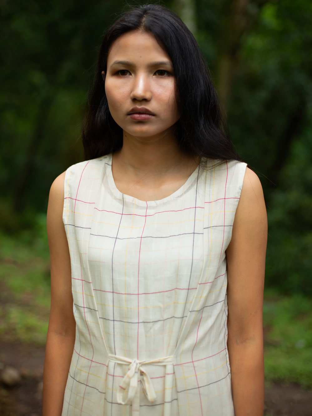 Handwoven Tie-up front Cotton Tunic Dress, designed by Khumanthem Atelier
