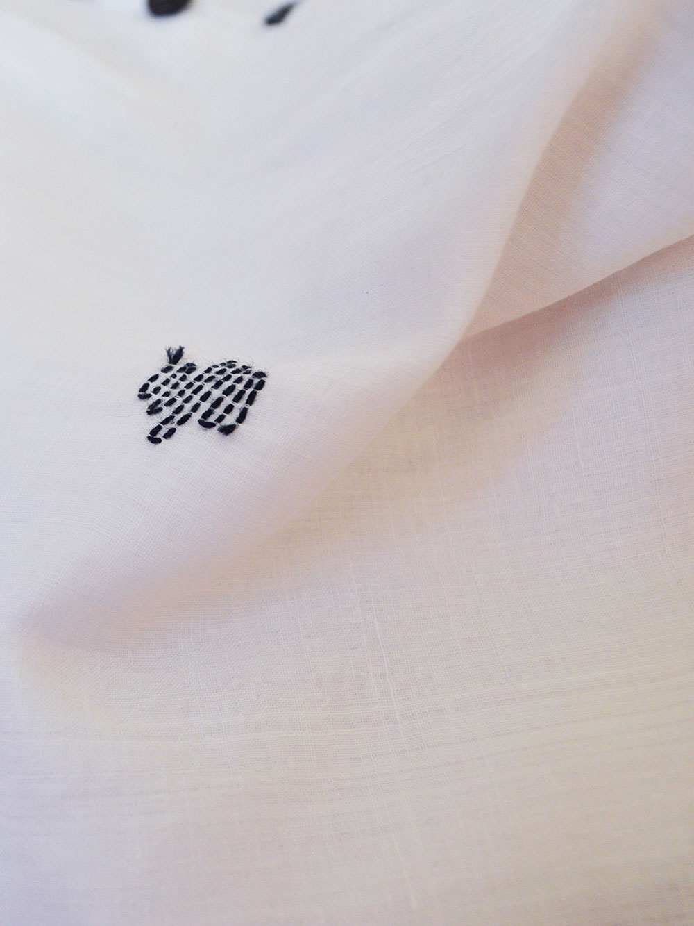 Material close up look for petal sleeves coat designed by Khumanthem Atelier
