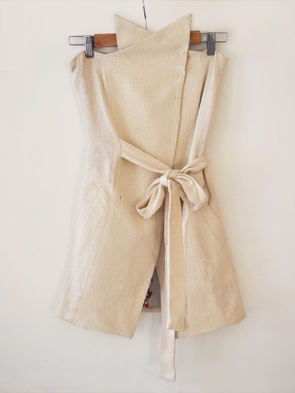 off white handwoven silk corset, designed by Khumanthem Atelier