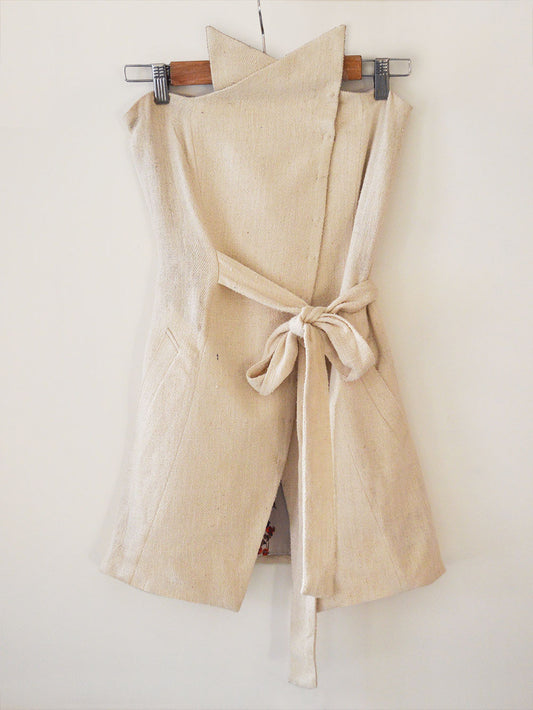 off white handwoven silk corset, designed by Khumanthem Atelier