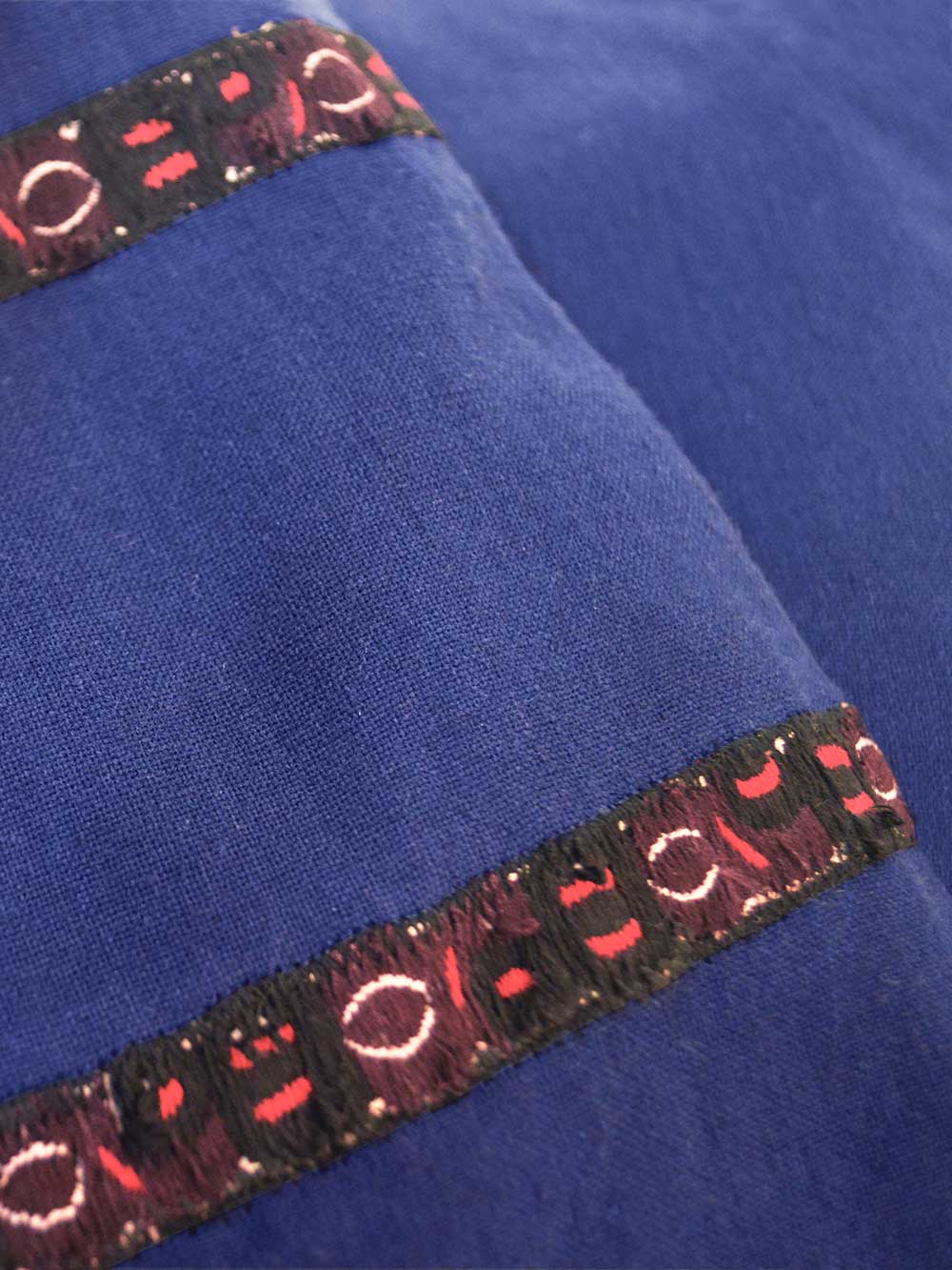 Close up view of Hand embroidered details on the jacket, designed by Khumanthem Atelier