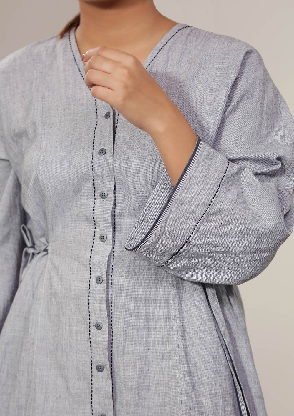 Handmade cotton kimono sleeve tunic dress, designed by Khumanthem Atelier