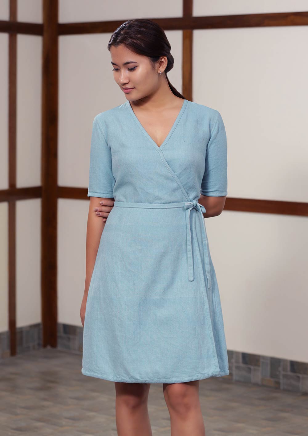 Handwoven Twill weave reversible dress, designed by Khumanthem Atelier