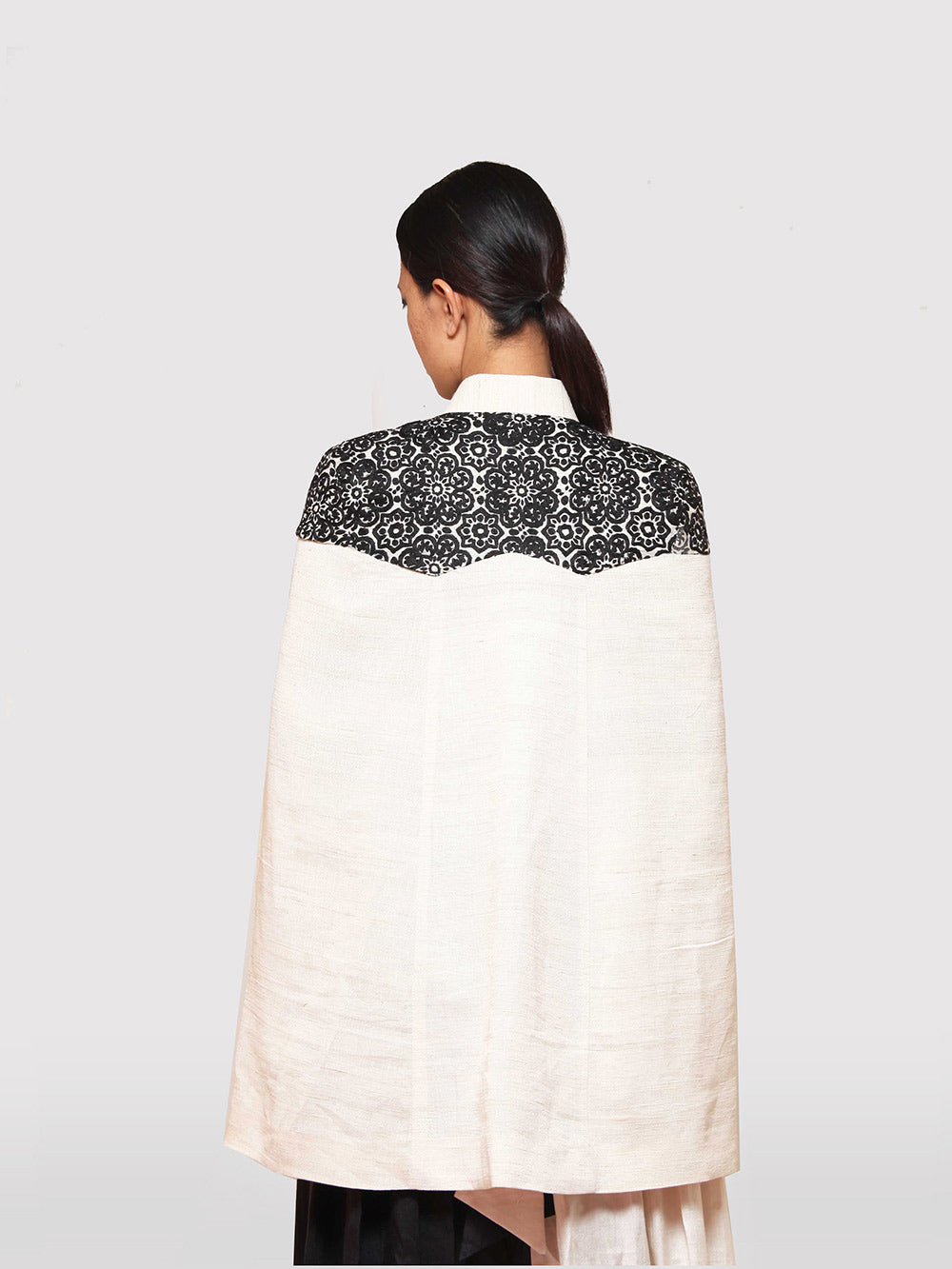 Back view of Cape Jacket with Hand embroidery details
