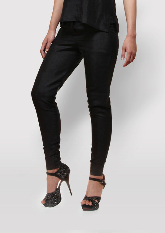Tight fitting trouser made from 100% pure mulberry silk handwoven and designed by Khumanthem Atelier