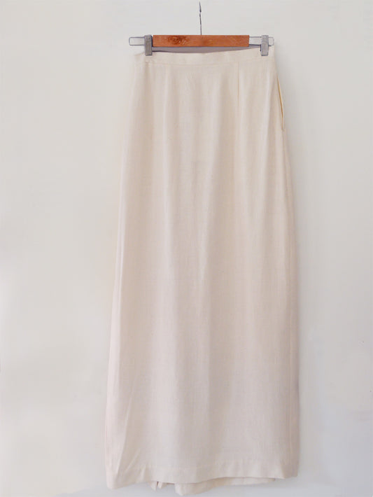 Back view of Diamond patterned pleated Maxi Skirt with slit made from 100% pure cotton, designed Khumanthem Atelier