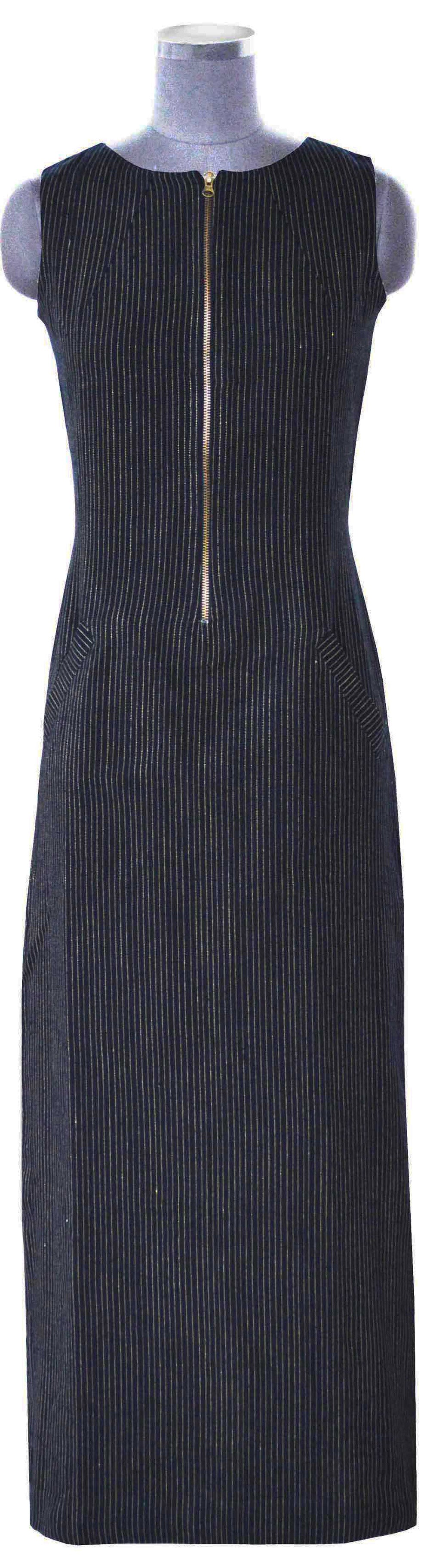 Front view of hanger shoot of Handwoven Cut-out Back sleeveless Maxi dress designed by Khumanthem Atelier