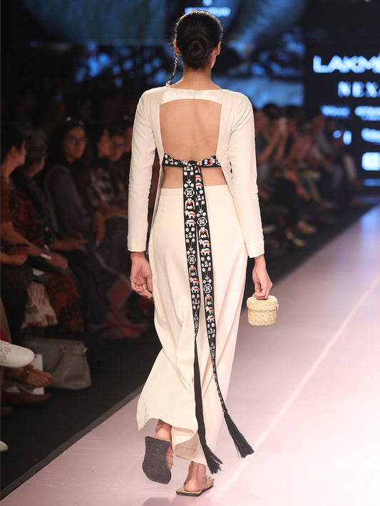 Handmade Tassled Tie-up blouse with (Shamee-Lanmee Motif), designed by Khumanthem Atelier
