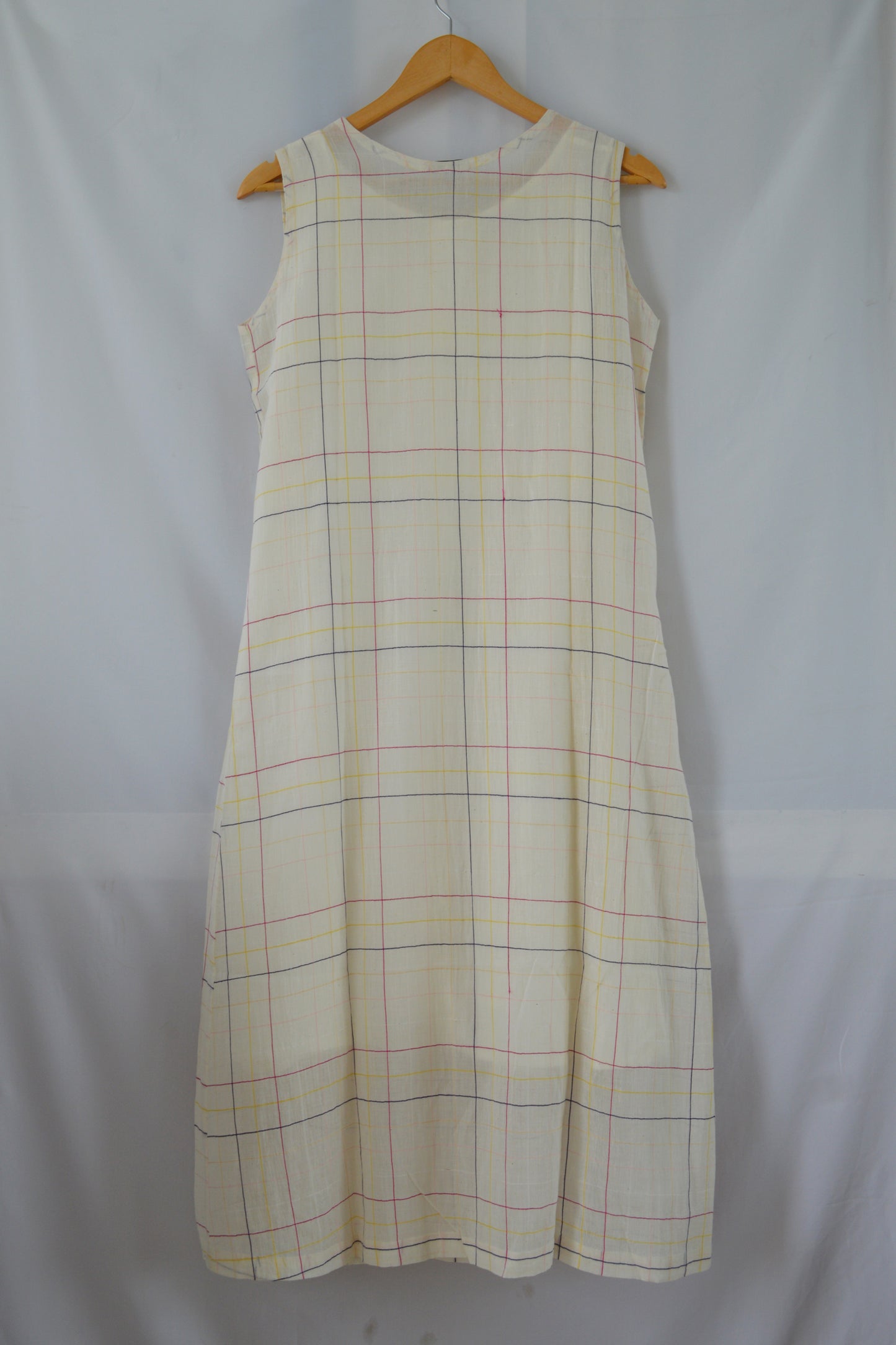 Hanger shoot Handwoven Tie-up front Cotton Tunic Dress, designed by Khumanthem Atelier, back view