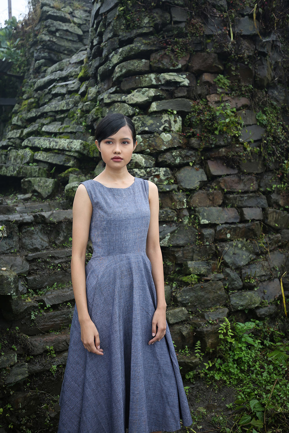 Handwoven Vintage circle dress with pockets, designed by Khumanthem Atelier