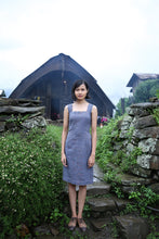 Load image into Gallery viewer, Handwoven Square neckfitted midi dress, designed by Khumanthem Atelier