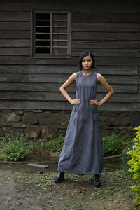 Handwoven Pleated maxi dress, designed by Khumanthem Atelier