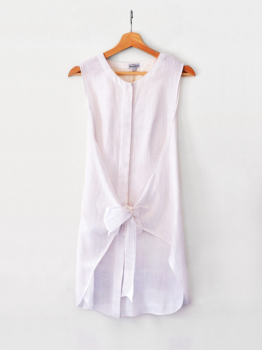 Handwoven Sleeveless shirt with tie-up, designed Khumanthem Atelier