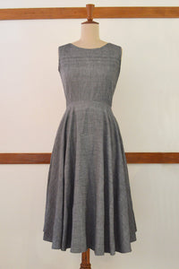 Close up front view of Handwoven Vintage circle dress with pockets, designed by Khumanthem Atelier