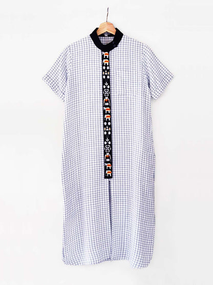 Handwoven Straight Checkered Tunic Dress (Shamee-Lanmee Motif), designed Khumanthem Atelier