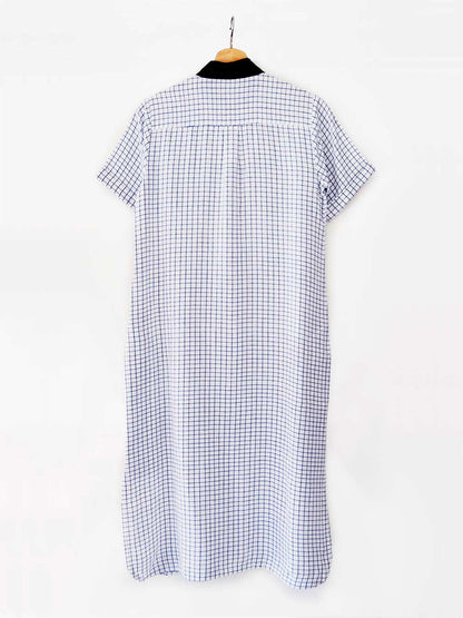 Back view of hanger shoot of Handwoven Straight Checkered Tunic Dress (Shamee-Lanmee Motif), designed Khumanthem Atelier
