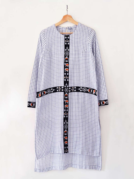 Checkered Tunic Dress (Shamee- Lanmee Motif) made from 100% pure cotton designed by Khumanthem Atelier