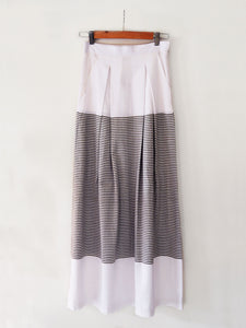 white cotton Pleated skirt with stripes, designed by Khumanthem Atelier