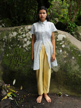 Load image into Gallery viewer, Model wearing Handwoven Collared Gathered Cotton Top, designed by Khumanthem Atelier