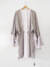 Load image into Gallery viewer, Hanger shoot view of Handwoven Kimono Sleeve Coat, made from cotton, designed by Khumanthem Atelier