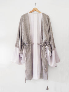 Hanger shoot view of Handwoven Kimono Sleeve Coat, made from cotton, designed by Khumanthem Atelier