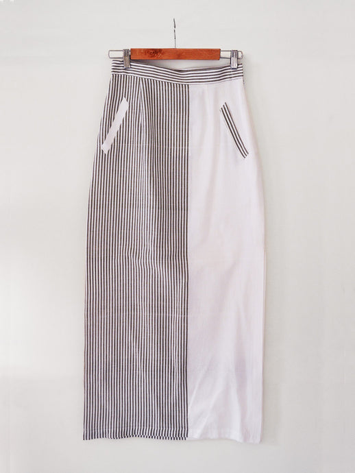Striped Maxi Skirt with slit on the side made from 100% pure handwoven cotton, designed by Khumanthem Atelier