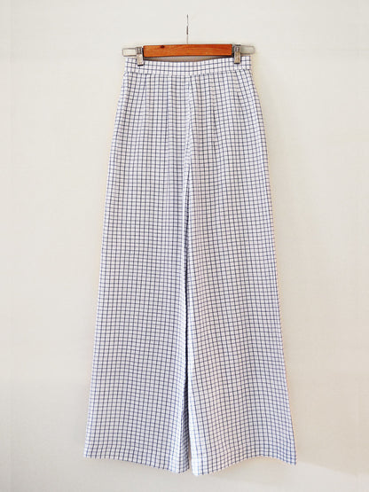 Back view of Handwoven Checked Palazzo, made from 100% pure unbleached cotton, designed by Khumanthem Atelier