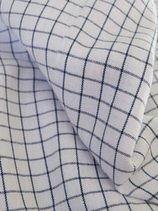Close up look of the material of Front view of Checkered Tunic Dress (Shamee- Lanmee Motif) made from 100% pure cotton designed by Khumanthem Atelier