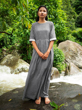 Load image into Gallery viewer, Drawstring Cotton Maxi Dress with Pockets, designed by Khumanthem Atelier