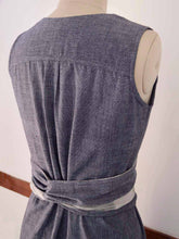 Load image into Gallery viewer, close up back view of Handwoven Obi belt wrap dress for women, designed