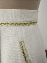 Load image into Gallery viewer, close up view of the lace details on the pockets of the pencil skirt, designed by Khumanthem Atelier