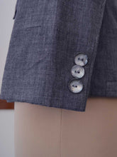 Load image into Gallery viewer, close up of the details on the sleeves of the Handwoven Single button coat with cropped trousers, designed by Khumanthem Atelier