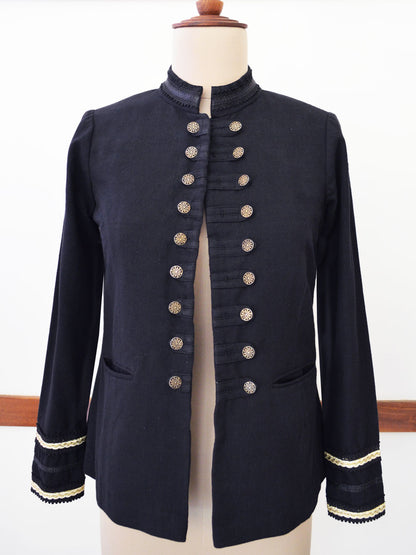 Full front view of the Handwoven Mandarin coat for women, designed by Khumanthem Atelier