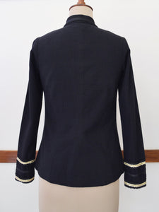 Full back view of the Handwoven Mandarin coat for women, designed by Khumanthem Atelier