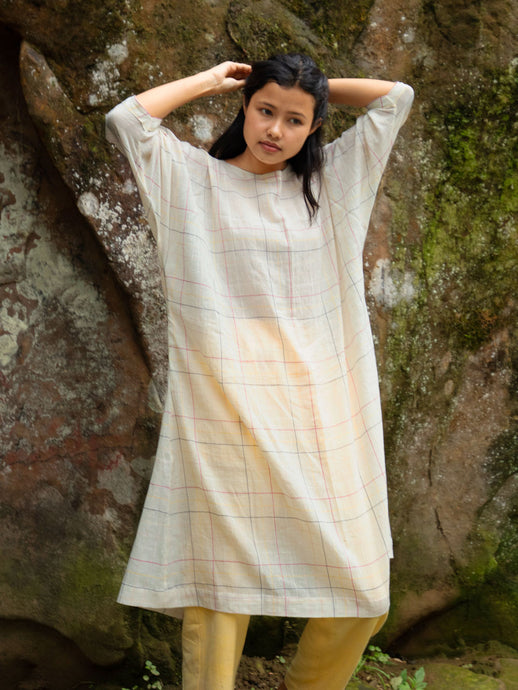 Handwoven Dolman sleeves cotton tunic, designed by Khumanthem Atelier