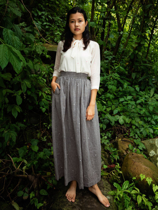 Handwoven Elastane cotton skirt, designed by Khumanthem Atelier
