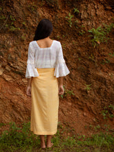 Load image into Gallery viewer, Back view of Handwoven Slit front cotton skirt, designed by Khumanthem Atelier