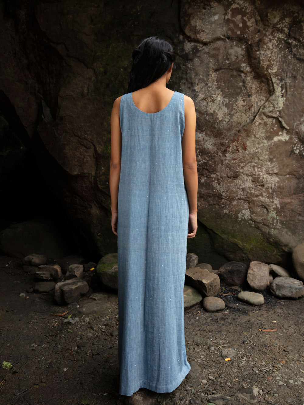 Sawyer Floral Short Sleeve Tiered Maxi Dress - Mid Blue Blossom Print