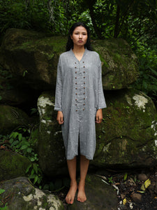 Handwoven Cotton Tunic Dress- Cheongsam inspired, designed by Khumanthem Atelier