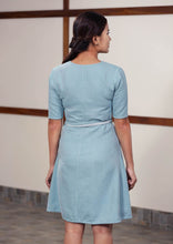 Load image into Gallery viewer, Back view of Handwoven Twill weave reversible dress, designed by Khumanthem Atelier