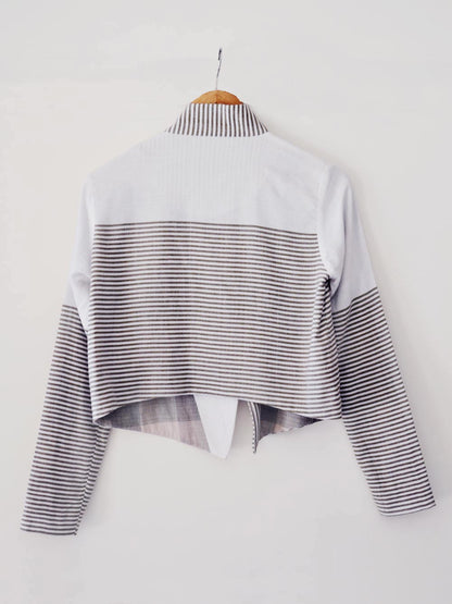 Back view of Handwoven cotton Cropped Jacket, designed by Khumanthem Atelier 