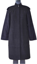 Load image into Gallery viewer, Front view of the hanger shoot of Braided Shoulder Overcoat made from handwoven mulberry and Eri silk designed by Khumanthem Atelier