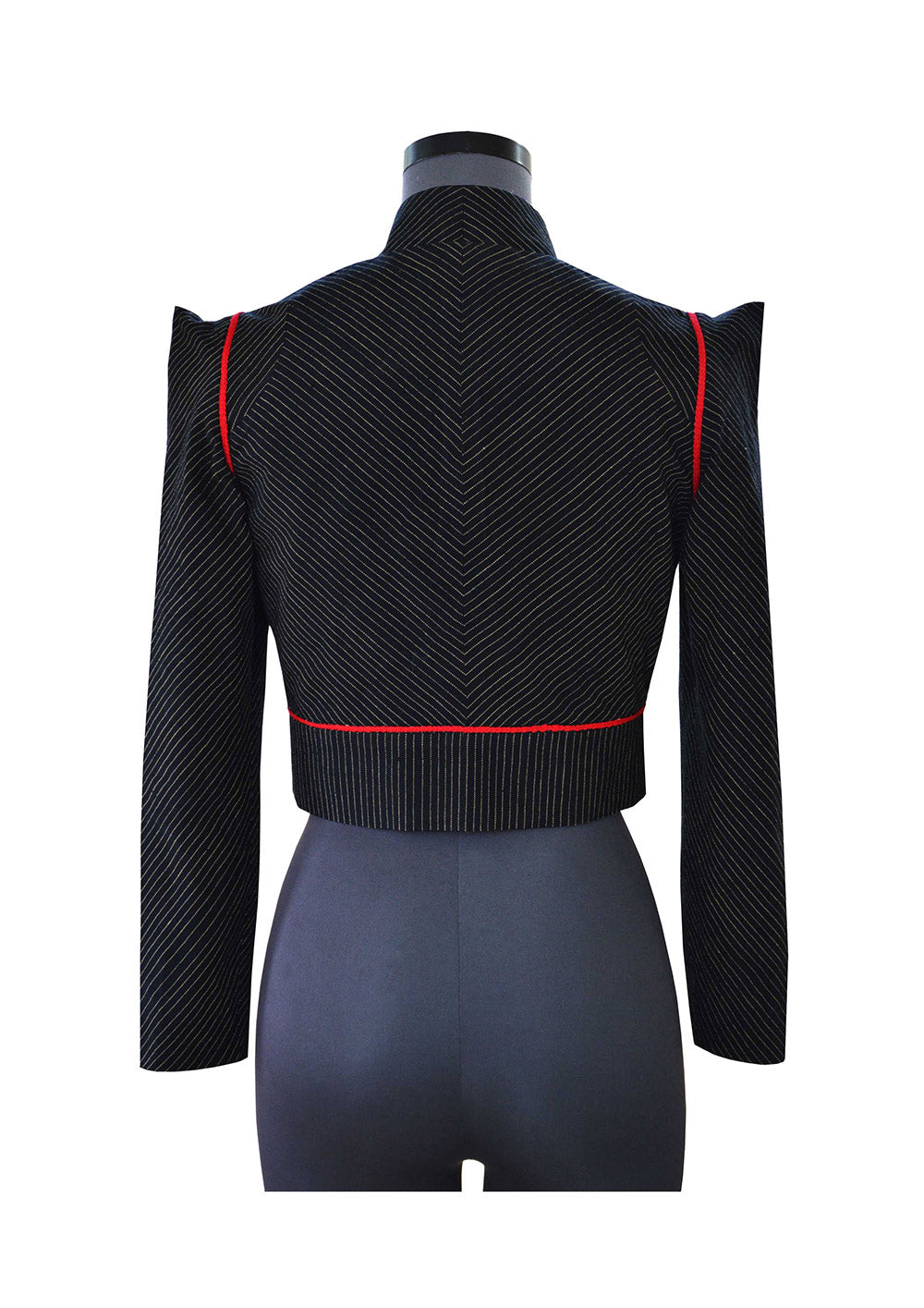 Back view of Cropped Pinstripe Jacket