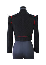 Load image into Gallery viewer, Back view of Cropped Pinstripe Jacket