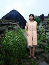 Load image into Gallery viewer, Handwoven diamond weave coat dress with front flap pockets, designed by Khumanthem Atelier